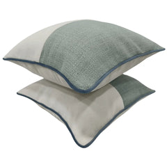 Sage Green & Ivory Two-Tone Pillow Covers (16x16, Set of 2) - Hover Image