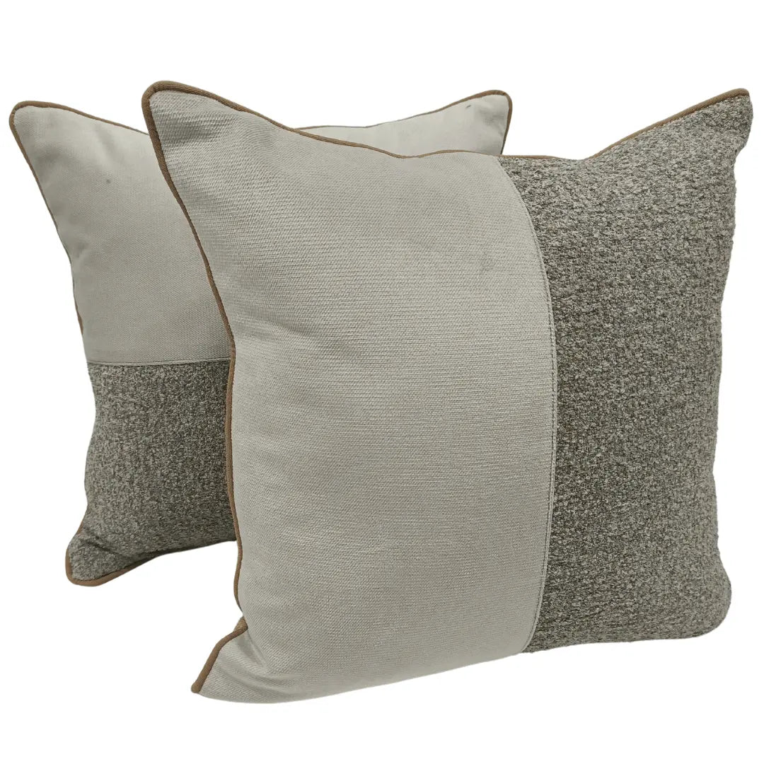 Beige Textured Dual Tone Pillow Covers (16x16, Set of 2) | ZIPCushions