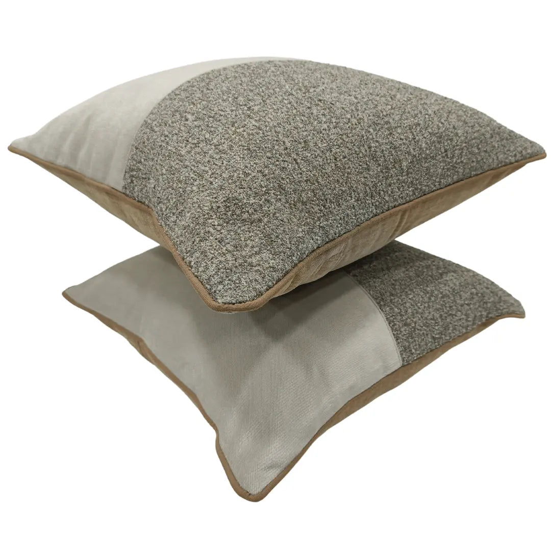 Beige Textured Dual Tone Pillow Covers (16x16, Set of 2) | ZIPCushions - view 2