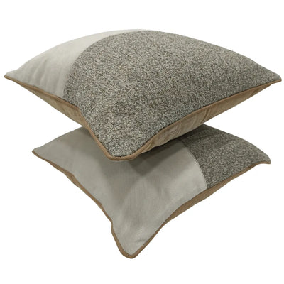 Beige Textured Dual Tone Pillow Covers (16x16, Set of 2) - Alternate image