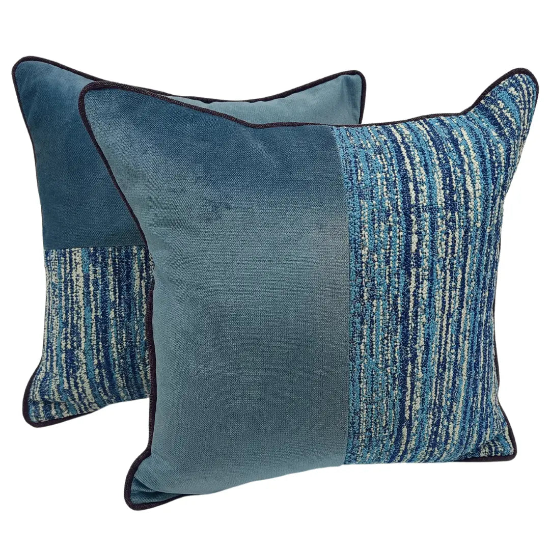 Ocean Blue Textured Weave Pillow Covers (16x16, Set of 2) | ZIPCushions