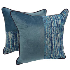 Ocean Blue Textured Weave Pillow Covers (16x16, Set of 2)