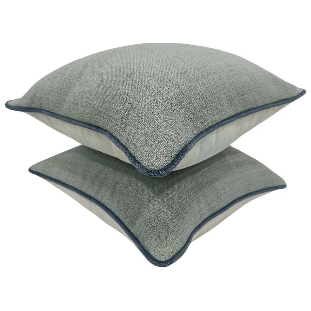 Ivory Piped Pillow Covers (16x16, Set of 2) | ZIPCushions - view 2