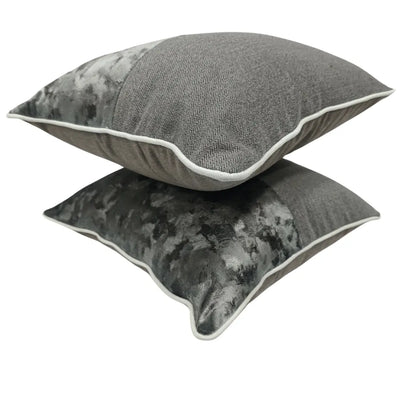 Charcoal Grey and Marble Velvet Pillow Covers (16x16, Set of 2) - Alternate image