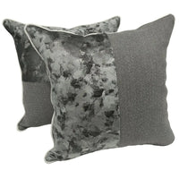 Charcoal Grey and Marble Velvet Pillow Covers (16x16, Set of 2)