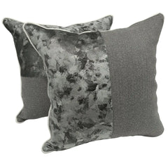 Charcoal Grey and Marble Velvet Pillow Covers (16x16, Set of 2)