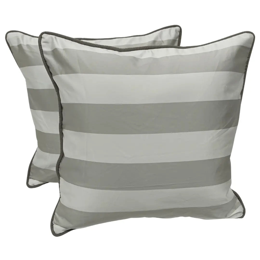 Silver Satin Striped Pillow Covers (16x16, Set of 2) | ZIPCushions