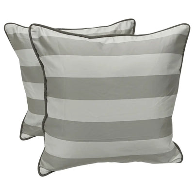 Silver Satin Striped Pillow Covers (16x16, Set of 2)
