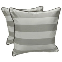 Silver Satin Striped Pillow Covers (16x16, Set of 2)