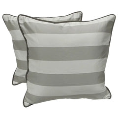 Silver Satin Striped Pillow Covers (16x16, Set of 2)