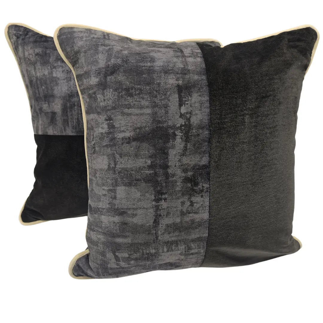 Charcoal & Midnight Velvet Pillow Covers (16x16, Set of 2) | ZIPCushions