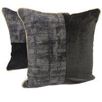 Charcoal & Midnight Velvet Pillow Covers (16x16, Set of 2)
