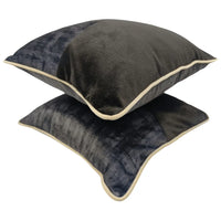 Charcoal & Midnight Velvet Pillow Covers (16x16, Set of 2)