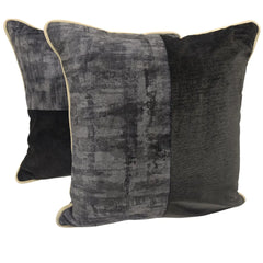 Charcoal & Midnight Velvet Pillow Covers (16x16, Set of 2)