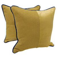 Golden Sand & Royal Blue Velvet Pillow Covers (16x16, Set of 2)