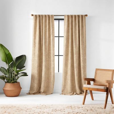Light Coffee Heavyweight Woven Curtain - Alternate image