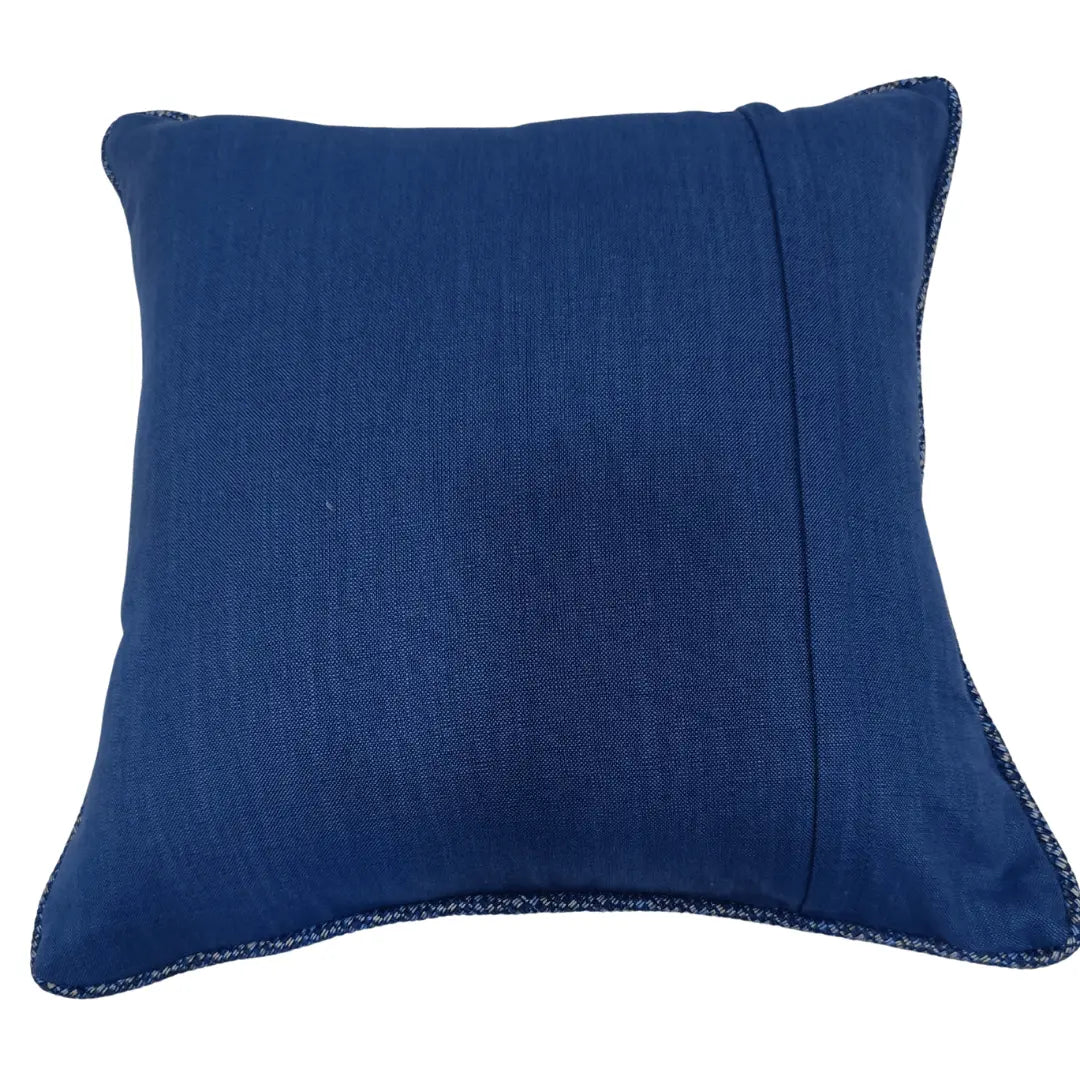 Classic Denim Blue Textured Pillow Covers (16x16, Set of 2) | ZIPCushions - view 3