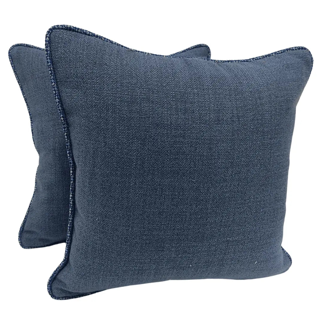 Classic Denim Blue Textured Pillow Covers (16x16, Set of 2) | ZIPCushions