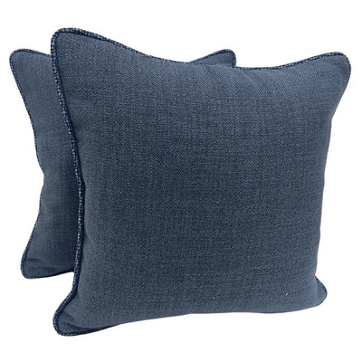 Classic Denim Blue Textured Pillow Covers (16x16, Set of 2)