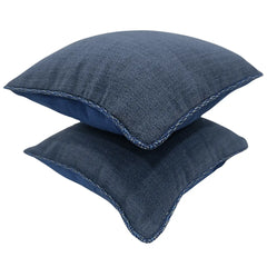 Classic Denim Blue Textured Pillow Covers (16x16, Set of 2) - Hover Image