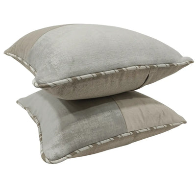 Elegant Ivory & Taupe Dual Tone Pillow Covers (16x16, Set of 2) - Alternate image