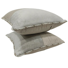 Elegant Ivory & Taupe Dual Tone Pillow Covers (16x16, Set of 2) - Hover Image