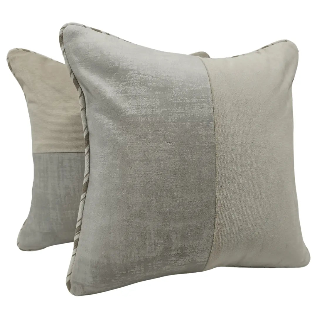 Elegant Ivory & Taupe Dual Tone Pillow Covers (16x16, Set of 2) | ZIPCushions