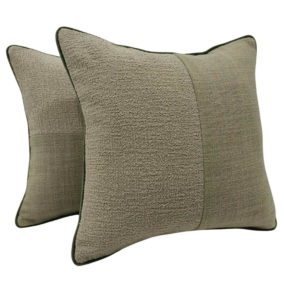 Olive Green & Beige Textured Pillow Covers (16x16, Set of 2) | ZIPCushions