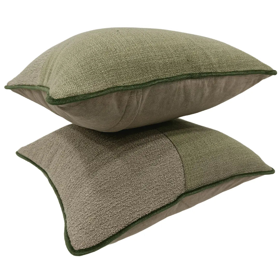 Olive Green & Beige Textured Pillow Covers (16x16, Set of 2) | ZIPCushions - view 2