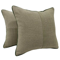 Olive Green & Beige Textured Pillow Covers (16x16, Set of 2)