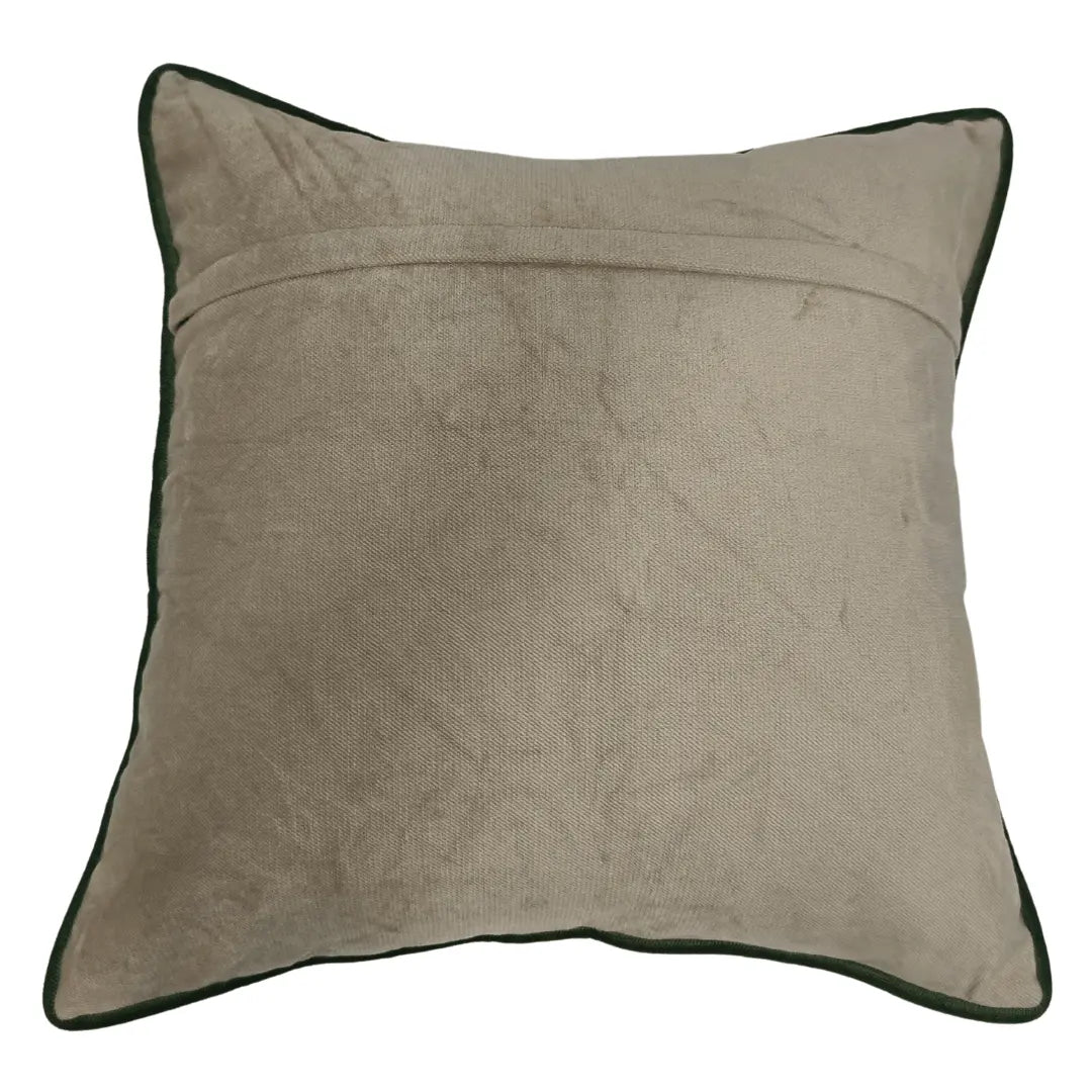 Olive Green & Beige Textured Pillow Covers (16x16, Set of 2) | ZIPCushions - view 3