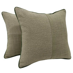 Olive Green & Beige Textured Pillow Covers (16x16, Set of 2)