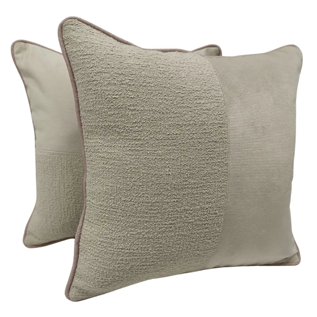 Soft Beige Bouclé & Fabric Pillow Covers (16x16, Set of 2) | ZIPCushions