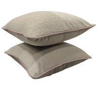 Soft Beige Bouclé & Fabric Pillow Covers (16x16, Set of 2)