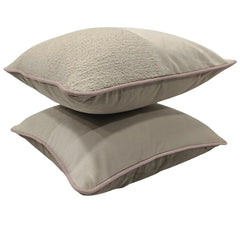 Soft Beige Bouclé & Fabric Pillow Covers (16x16, Set of 2) - Hover Image
