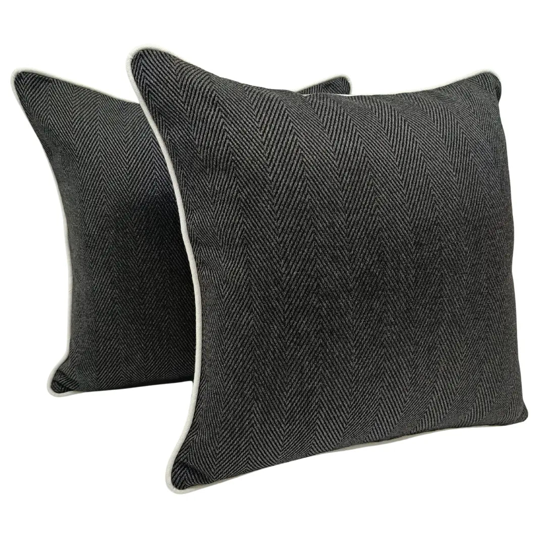 Intricate Weave Black Pillow Covers in Agora Fabric (16x16, Set of 2) | ZIPCushions