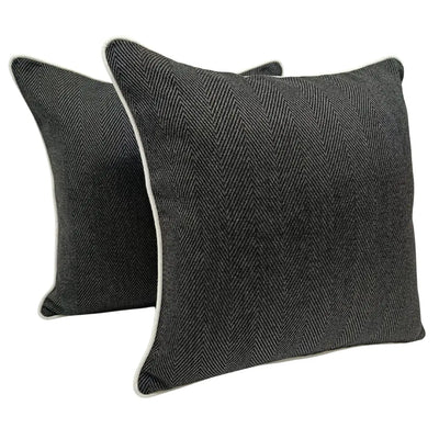 Intricate Weave Black Pillow Covers in Agora Fabric (16x16, Set of 2)