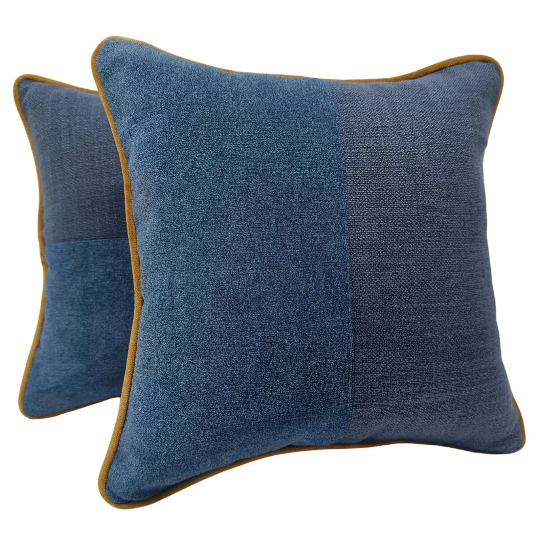 Denim Blue Textured Pillow Covers (16x16, Set of 2) | ZIPCushions