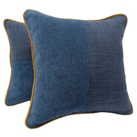 Denim Blue Textured Pillow Covers (16x16, Set of 2)
