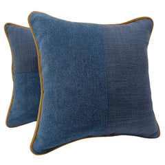 Denim Blue Textured Pillow Covers (16x16, Set of 2)