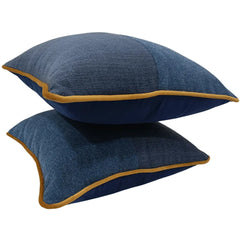 Denim Blue Textured Pillow Covers (16x16, Set of 2) - Hover Image