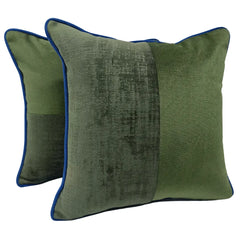 Forest Green & Velvet Accent Pillow Covers (16x16, Set of 2)