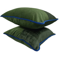 Forest Green & Velvet Accent Pillow Covers (16x16, Set of 2)