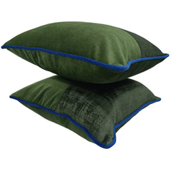 Forest Green & Velvet Accent Pillow Covers (16x16, Set of 2) - Hover Image