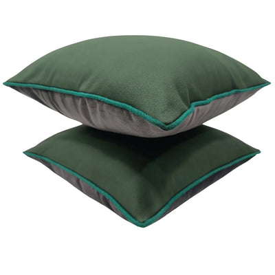 Emerald Green Leather-Like Pillow Covers (16x16, Set of 2) - Alternate image