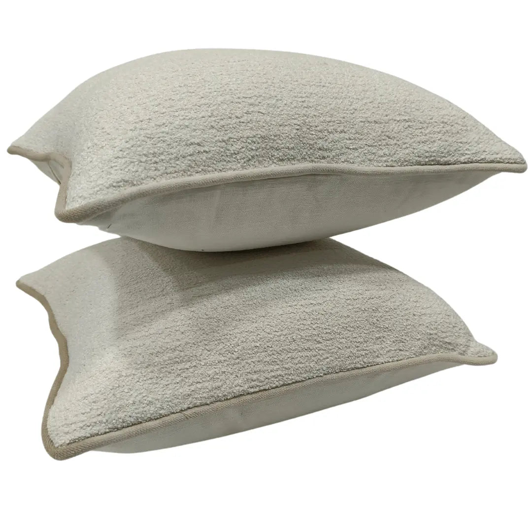 Ivory Bouclé Pillow Covers (16x16, Set of 2) | ZIPCushions - view 2