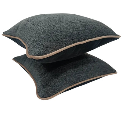 Charcoal Black Bouclé Pillow Covers (16x16, Set of 2) - Alternate image