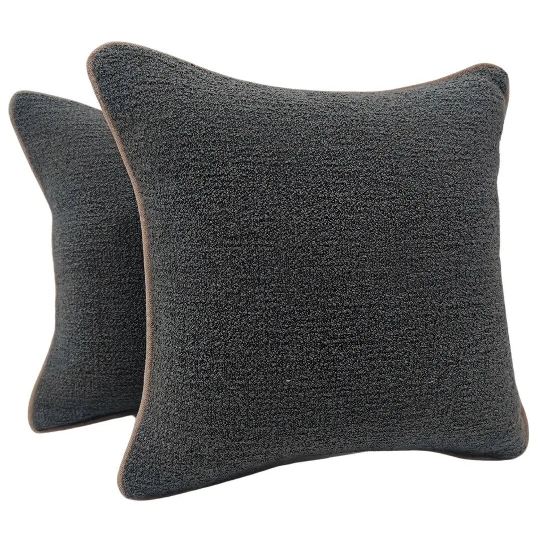 Charcoal Black Bouclé Pillow Covers (16x16, Set of 2) | ZIPCushions