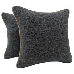 Charcoal Black Bouclé Pillow Covers (16x16, Set of 2)