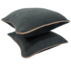 Charcoal Black Bouclé Pillow Covers (16x16, Set of 2) - Hover Image